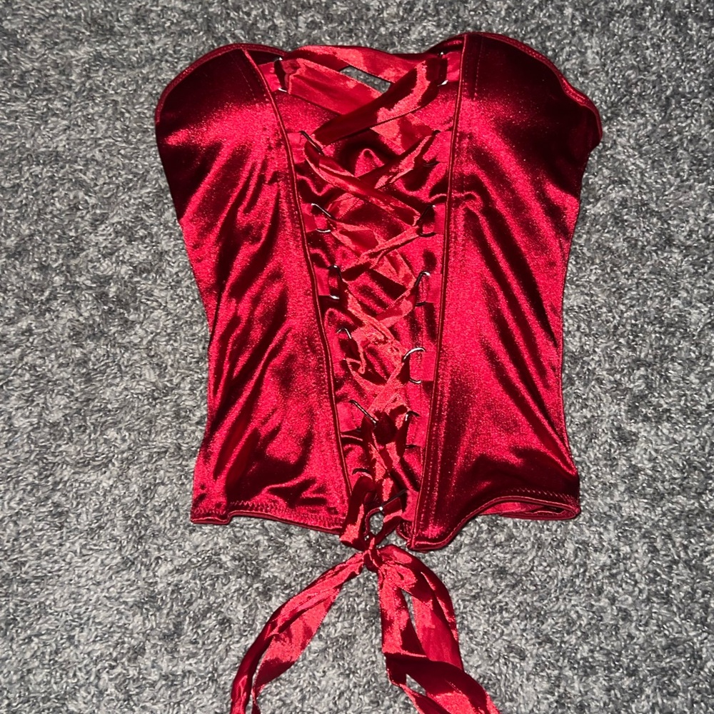 Red Satin Corset Top